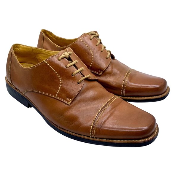 Sandro Moscoloni Norridge Cap Toe Oxford Dress Shoes Brown Leather Mens 11EEE - Picture 1 of 10